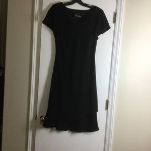 Like New S.L Fashions one layer ruffled Cocktail Black midi dress